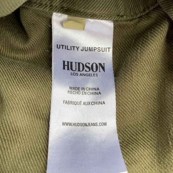 Hudson Jeans Utility Jumpsuit S Olive Green Long Sleeve Lyocell Linen Drawstring - Picture 9 of 10